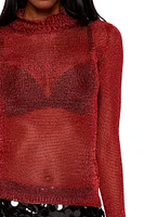 Sheer Glitter Turtleneck Sweater