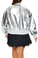 Plus Metallic Bomber Jacket