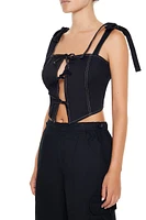 Cropped Cutout Bow Bustier Top