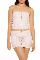 Strappy Zip-Front Cropped Tube Top