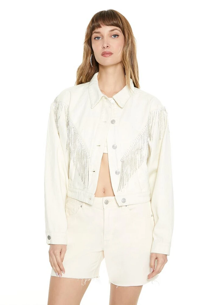 Rhinestone Fringe Trucker Jacket