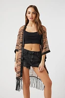 Chiffon Fringe Zebra Print Kimono