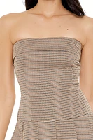 Pleated Houndstooth Mini Dress