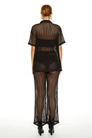 Sheer Crochet Shirt & Pants Set