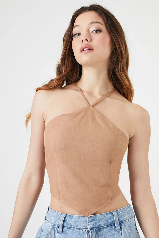 Cropped V-Hem Halter Top