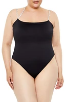 Plus Contour Sculpt Metallic-Strap Bodysuit