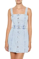 Button-Front Denim Mini Dress