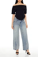 Pleated Off-the-Shoulder Top
