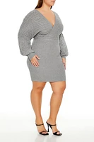 Plus Surplice Mini Sweater Dress