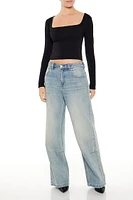 Square-Neck Long-Sleeve Top