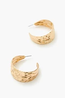 Thick Hammered Hoop Earrings