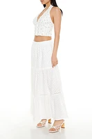 Eyelet Tiered Maxi Skirt