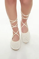 Crochet Lace-Up Ballet Flats