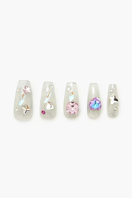 Faux Gem Coffin Press-On Nails