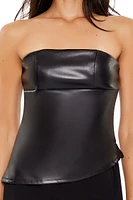 Faux Leather Asymmetrical Tube Top