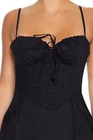 Lace-Up Bustier Bow Mini Dress