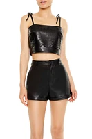 Eyelet Faux Leather Cropped Cami