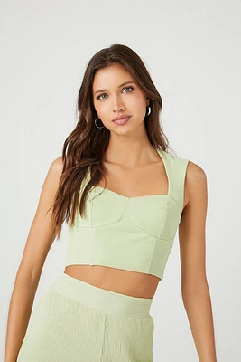 Ribbed Knit Sweetheart Crop Top