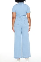 Plus Zip-Up Denim Jumpsuit