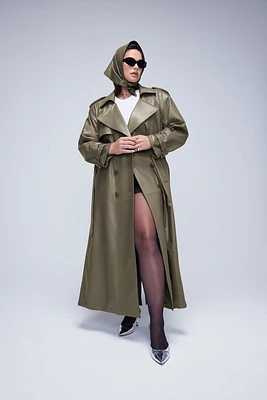 Plus Faux Leather Trench Coat