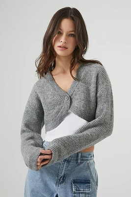 Cropped V-Neck Cardigan Sweater