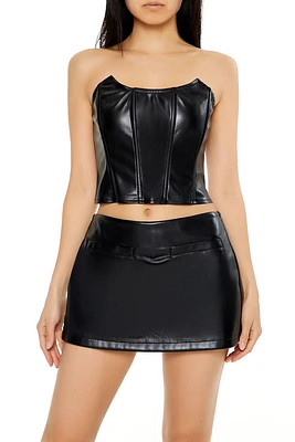 Faux Leather Corset Tube Top