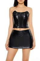 Faux Leather Corset Tube Top