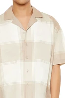 Plaid Drop-Sleeve Cropped Shirt