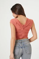 Ruched Floral Crop Top