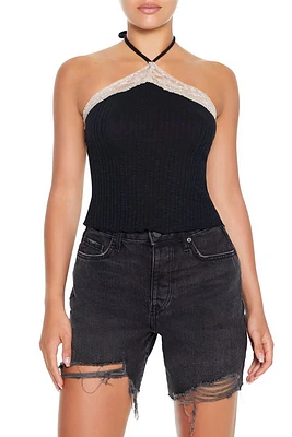 Lace-Trim Halter Top