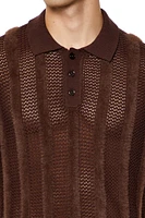 Striped Sweater-Knit Polo Shirt