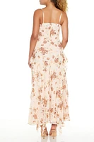 Chiffon Rose Print Maxi Dress