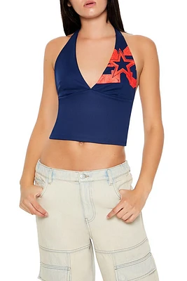 Star Graphic Cropped Halter Top