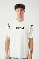 Embroidered EST84 Graphic Varsity-Striped Tee