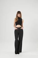 Sweater-Knit Mock Neck Crop Top