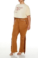 Plus Faux Suede Fringe Pants