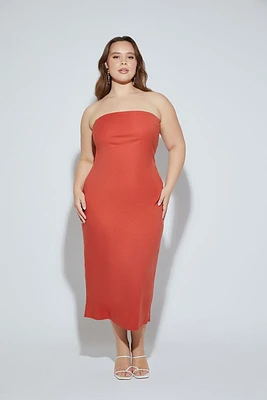 Plus Strapless Midi Dress