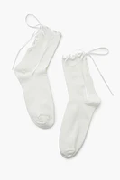 Lace-Up Ribbed Crew Socks