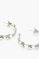 Rhinestone Butterfly Hoop Earrings