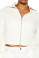 Plus Cropped Zip-Up Sweater