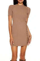Lace-Up Mini Sweater Dress