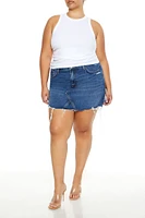 Plus Distressed Denim Mini Skirt