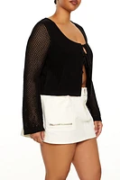 Plus Sweater-Knit Tie-Front Top