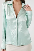 Satin Trumpet-Sleeve Shirt