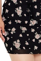 Plus Floral Print Mini Skirt