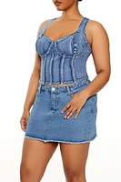 Plus Denim Sweetheart Crop Top