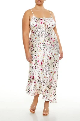 Plus Satin Floral Maxi Dress