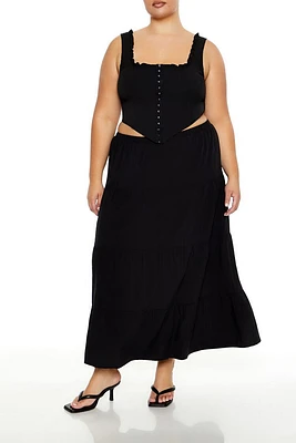 Plus Tiered Maxi Skirt