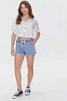 Drawstring Denim Shorts