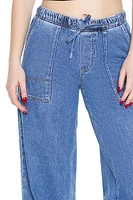 Wide-Leg Drawstring Jeans